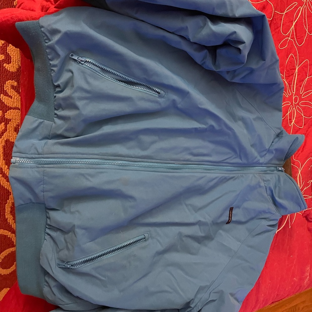 Lands' End blue XL Fleece Jacket with Brown Accents